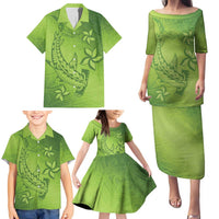 Green Gradient Polynesia Family Matching Puletasi and Hawaiian Shirt Hawaiian Tribal Hammerhead Shark Tattoo LT14 - Polynesian Pride
