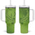 Green Gradient Polynesia Tumbler With Handle Hawaiian Tribal Hammerhead Shark Tattoo