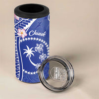 FSM Chuuk Constitution Day 4 in 1 Can Cooler Tumbler Frangipani Flowers Polynesian Curves Style LT14 - Polynesian Pride