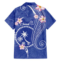 FSM Chuuk Constitution Day Family Matching Off The Shoulder Long Sleeve Dress and Hawaiian Shirt Frangipani Flowers Polynesian Curves Style LT14 - Polynesian Pride