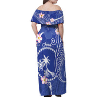FSM Chuuk Constitution Day Family Matching Off Shoulder Maxi Dress and Hawaiian Shirt Frangipani Flowers Polynesian Curves Style LT14 - Polynesian Pride