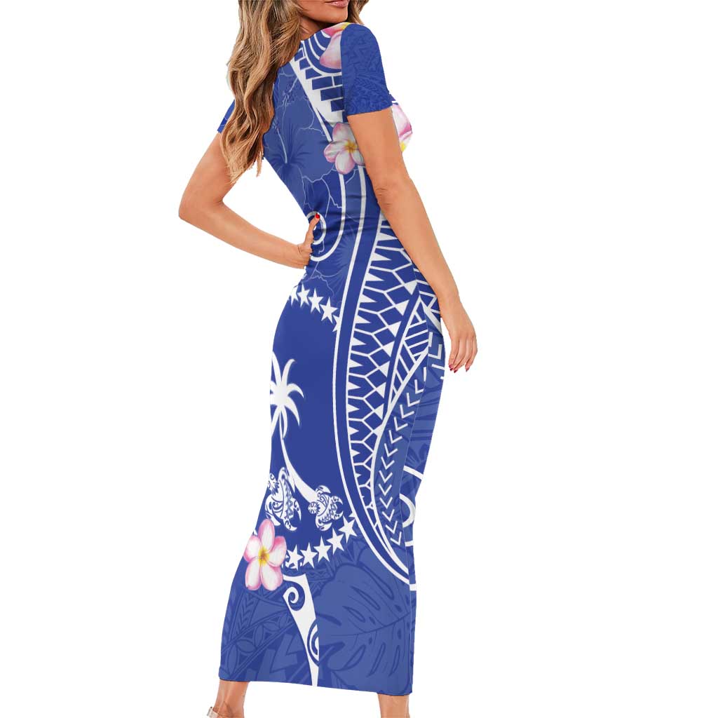 FSM Chuuk Constitution Day Family Matching Short Sleeve Bodycon Dress and Hawaiian Shirt Frangipani Flowers Polynesian Curves Style LT14 - Polynesian Pride