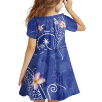 FSM Chuuk Constitution Day Kid Short Sleeve Dress Frangipani Flowers Polynesian Curves Style