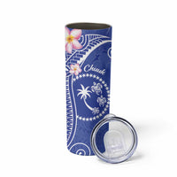 FSM Chuuk Constitution Day Skinny Tumbler Frangipani Flowers Polynesian Curves Style LT14 - Polynesian Pride