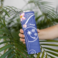 FSM Chuuk Constitution Day Skinny Tumbler Frangipani Flowers Polynesian Curves Style LT14 - Polynesian Pride