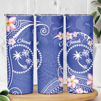 FSM Chuuk Constitution Day Skinny Tumbler Frangipani Flowers Polynesian Curves Style LT14 - Polynesian Pride