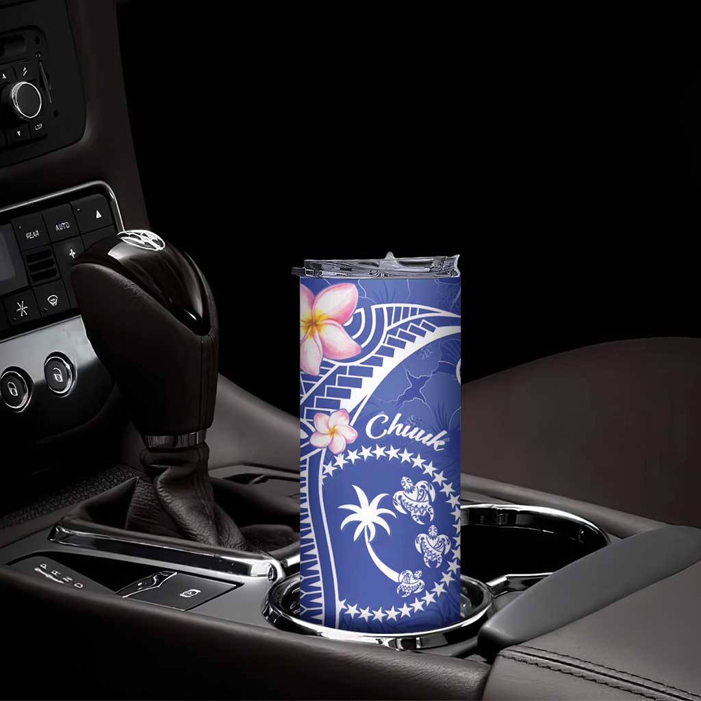 FSM Chuuk Constitution Day Skinny Tumbler Frangipani Flowers Polynesian Curves Style LT14 - Polynesian Pride
