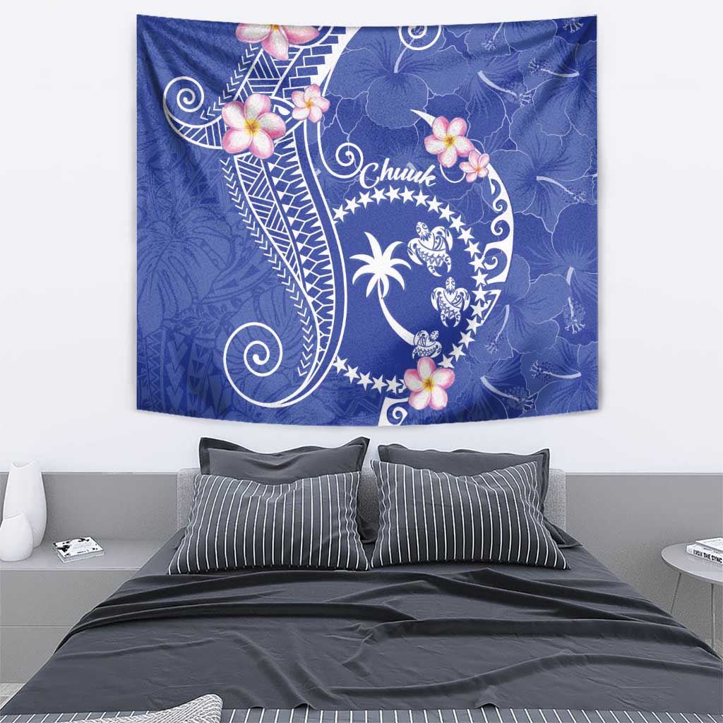 FSM Chuuk Constitution Day Tapestry Frangipani Flowers Polynesian Curves Style