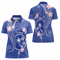 FSM Chuuk Constitution Day Women Polo Shirt Frangipani Flowers Polynesian Curves Style LT14 - Polynesian Pride