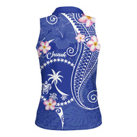 FSM Chuuk Constitution Day Women Sleeveless Polo Shirt Frangipani Flowers Polynesian Curves Style LT14 - Polynesian Pride
