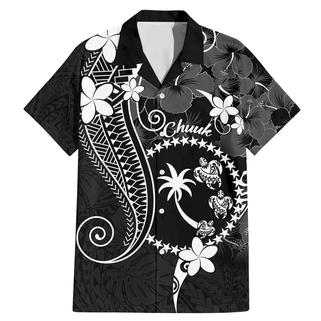 FSM Chuuk Family Matching Mermaid Dress and Hawaiian Shirt Turtle Tropical Flowers Polynesian - Black LT14 Dad's Shirt - Short Sleeve Black - Polynesian Pride