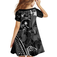 FSM Chuuk Family Matching Off The Shoulder Long Sleeve Dress and Hawaiian Shirt Turtle Tropical Flowers Polynesian - Black LT14 - Polynesian Pride