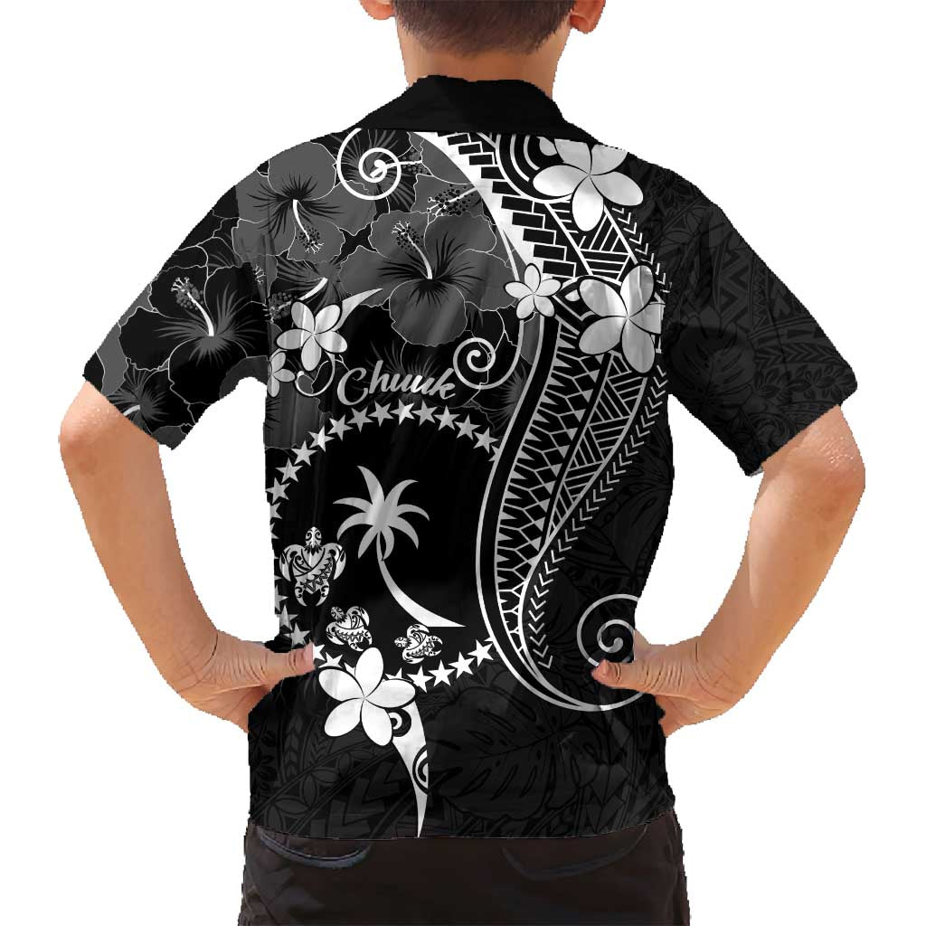 FSM Chuuk Family Matching Tank Maxi Dress and Hawaiian Shirt Turtle Tropical Flowers Polynesian - Black LT14 - Polynesian Pride