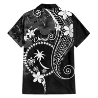 FSM Chuuk Family Matching Tank Maxi Dress and Hawaiian Shirt Turtle Tropical Flowers Polynesian - Black LT14 - Polynesian Pride