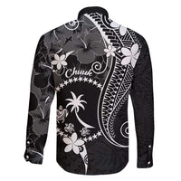 FSM Chuuk Family Matching Tank Maxi Dress and Hawaiian Shirt Turtle Tropical Flowers Polynesian - Black LT14 - Polynesian Pride