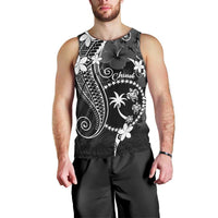 FSM Chuuk Men Tank Top Turtle Tropical Flowers Polynesian - Black