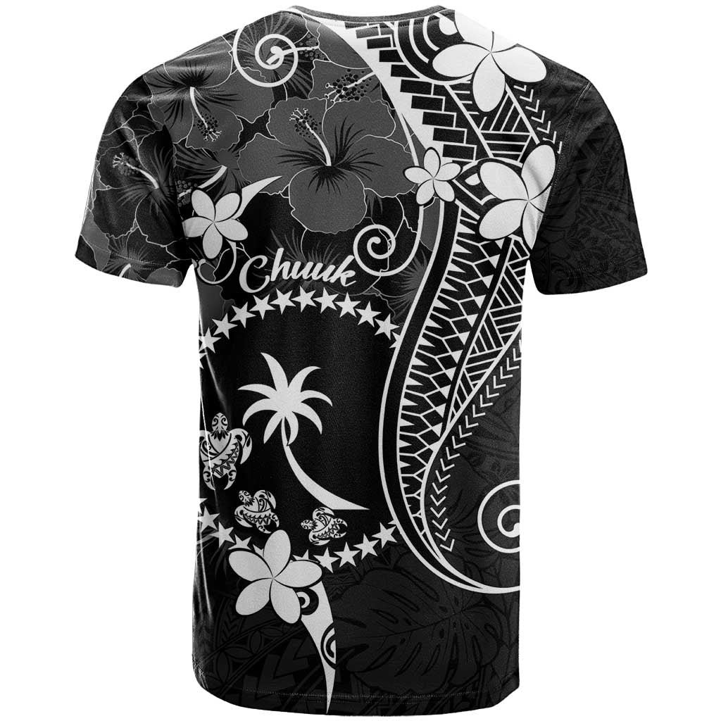 FSM Chuuk T Shirt Turtle Tropical Flowers Polynesian - Black LT14 - Polynesian Pride