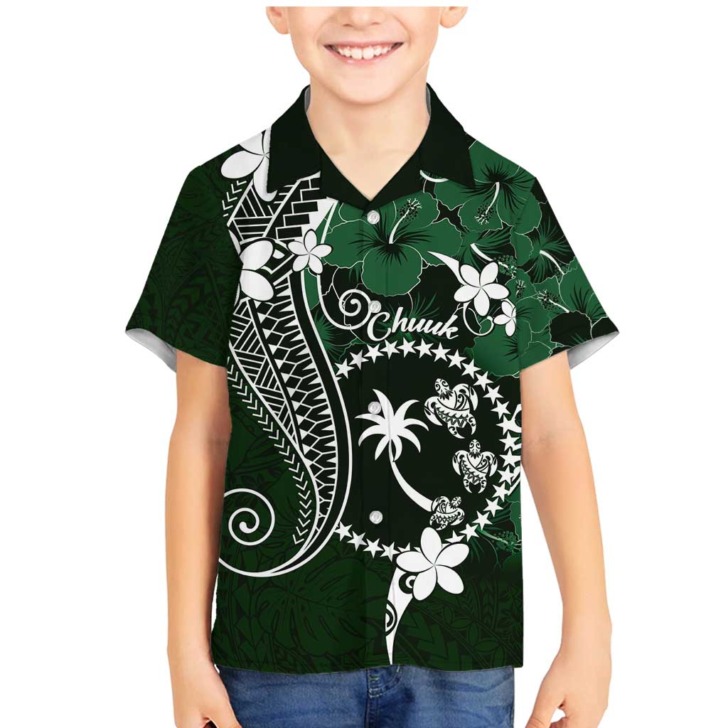 FSM Chuuk Family Matching Mermaid Dress and Hawaiian Shirt Turtle Tropical Flowers Polynesian - Green LT14 Son's Shirt Green - Polynesian Pride