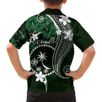 FSM Chuuk Family Matching Off The Shoulder Long Sleeve Dress and Hawaiian Shirt Turtle Tropical Flowers Polynesian - Green LT14 - Polynesian Pride