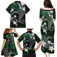 FSM Chuuk Family Matching Puletasi and Hawaiian Shirt Turtle Tropical Flowers Polynesian - Green LT14 - Polynesian Pride