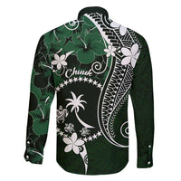 FSM Chuuk Family Matching Short Sleeve Bodycon Dress and Hawaiian Shirt Turtle Tropical Flowers Polynesian - Green LT14 - Polynesian Pride