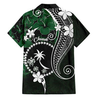 FSM Chuuk Family Matching Summer Maxi Dress and Hawaiian Shirt Turtle Tropical Flowers Polynesian - Green LT14 - Polynesian Pride