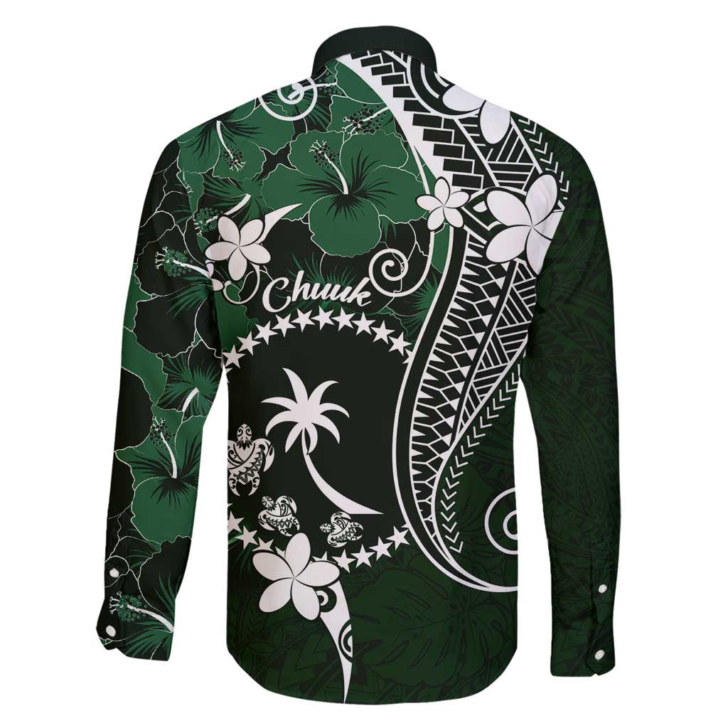 FSM Chuuk Family Matching Summer Maxi Dress and Hawaiian Shirt Turtle Tropical Flowers Polynesian - Green LT14 - Polynesian Pride