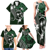 FSM Chuuk Family Matching Tank Maxi Dress and Hawaiian Shirt Turtle Tropical Flowers Polynesian - Green LT14 - Polynesian Pride