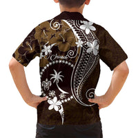 FSM Chuuk Family Matching Long Sleeve Bodycon Dress and Hawaiian Shirt Turtle Tropical Flowers Polynesian - Brown LT14 - Polynesian Pride