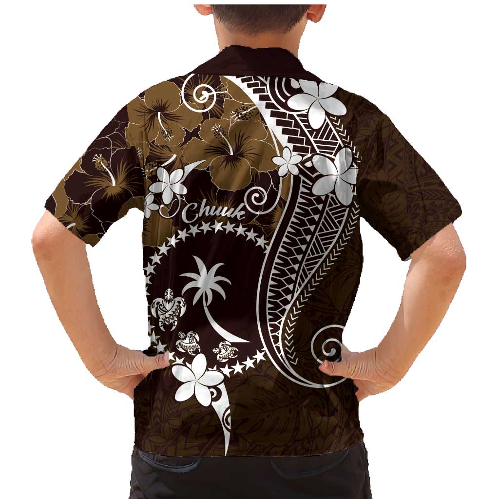 FSM Chuuk Family Matching Mermaid Dress and Hawaiian Shirt Turtle Tropical Flowers Polynesian - Brown LT14 - Polynesian Pride