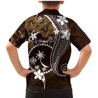 FSM Chuuk Family Matching Mermaid Dress and Hawaiian Shirt Turtle Tropical Flowers Polynesian - Brown LT14 - Polynesian Pride