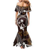 FSM Chuuk Family Matching Mermaid Dress and Hawaiian Shirt Turtle Tropical Flowers Polynesian - Brown LT14 - Polynesian Pride