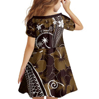 FSM Chuuk Family Matching Off Shoulder Maxi Dress and Hawaiian Shirt Turtle Tropical Flowers Polynesian - Brown LT14 - Polynesian Pride