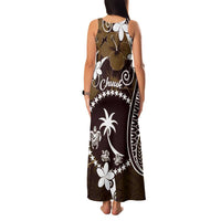 FSM Chuuk Family Matching Tank Maxi Dress and Hawaiian Shirt Turtle Tropical Flowers Polynesian - Brown LT14 - Polynesian Pride