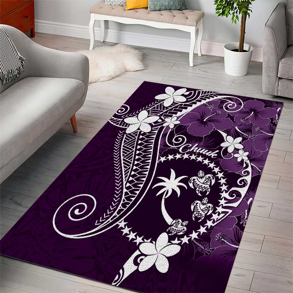 FSM Chuuk Area Rug Turtle Tropical Flowers Polynesian - Purple LT14 - Polynesian Pride