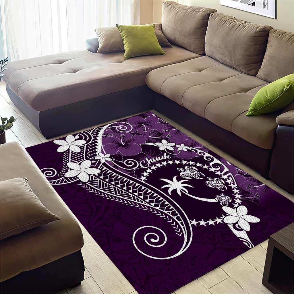FSM Chuuk Area Rug Turtle Tropical Flowers Polynesian - Purple LT14 - Polynesian Pride