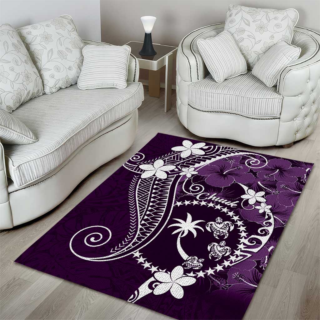 FSM Chuuk Area Rug Turtle Tropical Flowers Polynesian - Purple LT14 - Polynesian Pride