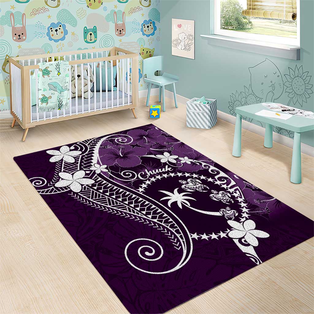 FSM Chuuk Area Rug Turtle Tropical Flowers Polynesian - Purple LT14 - Polynesian Pride
