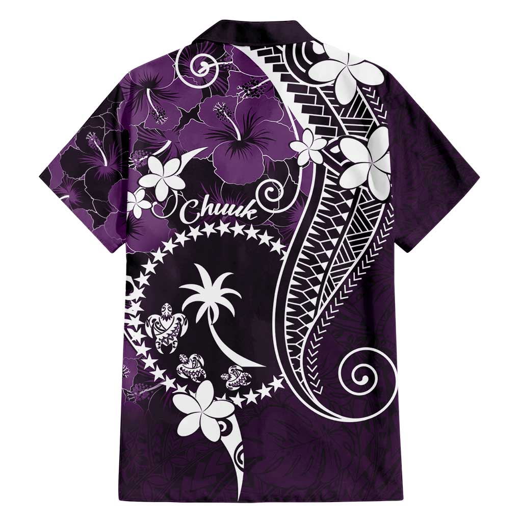 FSM Chuuk Family Matching Long Sleeve Bodycon Dress and Hawaiian Shirt Turtle Tropical Flowers Polynesian - Purple LT14 - Polynesian Pride