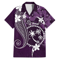 FSM Chuuk Family Matching Mermaid Dress and Hawaiian Shirt Turtle Tropical Flowers Polynesian - Purple LT14 Dad's Shirt - Short Sleeve Purple - Polynesian Pride