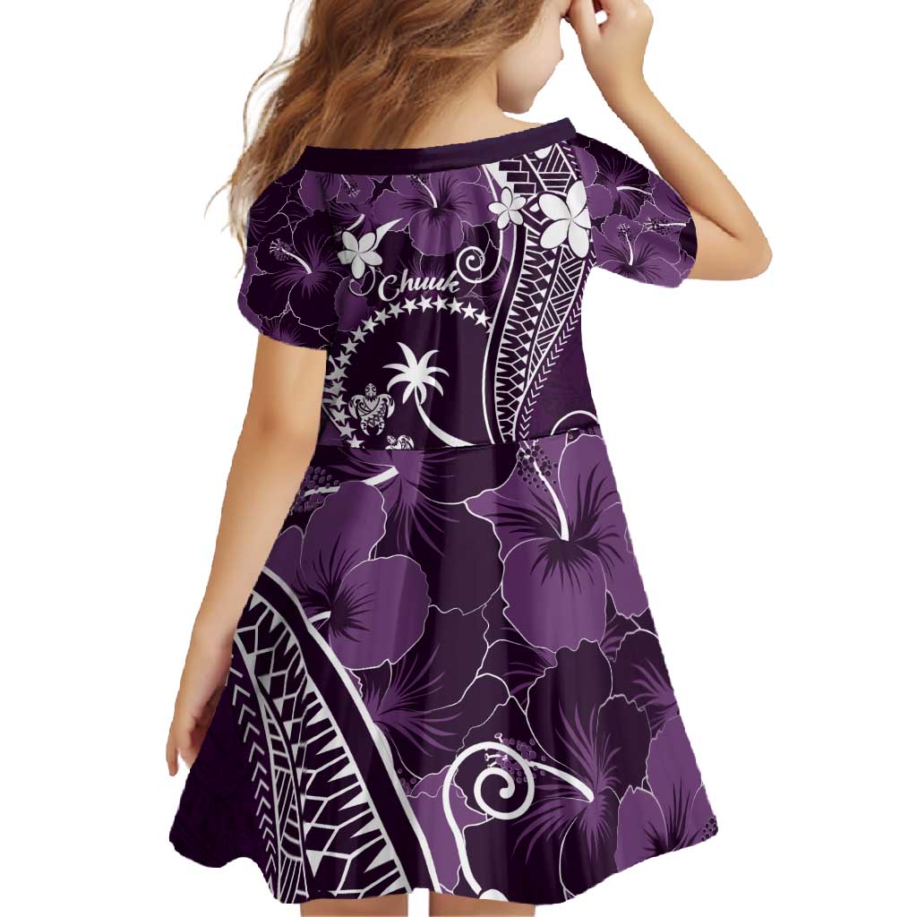 FSM Chuuk Family Matching Off Shoulder Maxi Dress and Hawaiian Shirt Turtle Tropical Flowers Polynesian - Purple LT14 - Polynesian Pride
