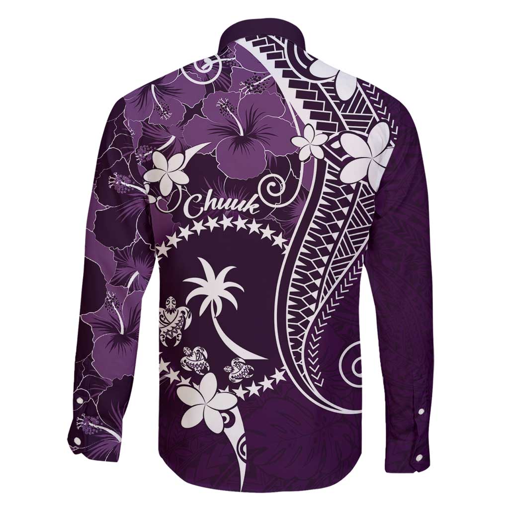FSM Chuuk Family Matching Summer Maxi Dress and Hawaiian Shirt Turtle Tropical Flowers Polynesian - Purple LT14 - Polynesian Pride