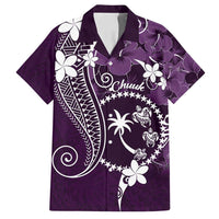 FSM Chuuk Family Matching Tank Maxi Dress and Hawaiian Shirt Turtle Tropical Flowers Polynesian - Purple LT14 Dad's Shirt - Short Sleeve Purple - Polynesian Pride