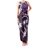 FSM Chuuk Family Matching Tank Maxi Dress and Hawaiian Shirt Turtle Tropical Flowers Polynesian - Purple LT14 Mom's Dress Purple - Polynesian Pride