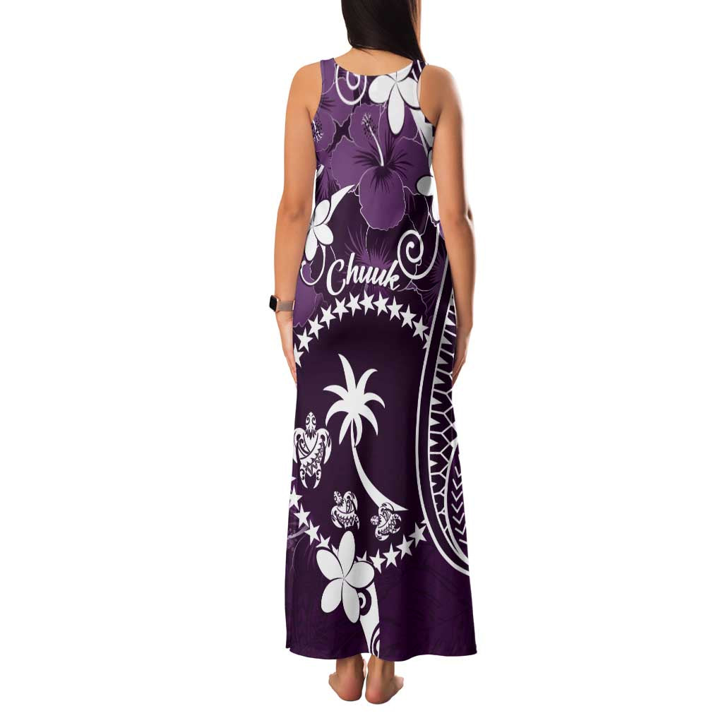 FSM Chuuk Family Matching Tank Maxi Dress and Hawaiian Shirt Turtle Tropical Flowers Polynesian - Purple LT14 - Polynesian Pride