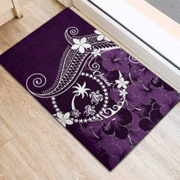 FSM Chuuk Rubber Doormat Turtle Tropical Flowers Polynesian - Purple LT14 - Polynesian Pride