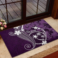 FSM Chuuk Rubber Doormat Turtle Tropical Flowers Polynesian - Purple LT14 - Polynesian Pride