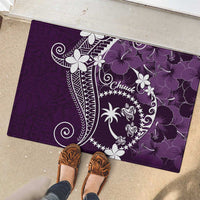 FSM Chuuk Rubber Doormat Turtle Tropical Flowers Polynesian - Purple LT14 - Polynesian Pride