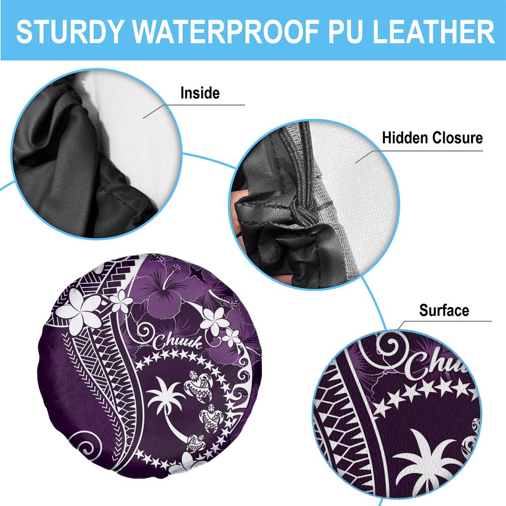 FSM Chuuk Spare Tire Cover Turtle Tropical Flowers Polynesian - Purple