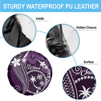 FSM Chuuk Spare Tire Cover Turtle Tropical Flowers Polynesian - Purple